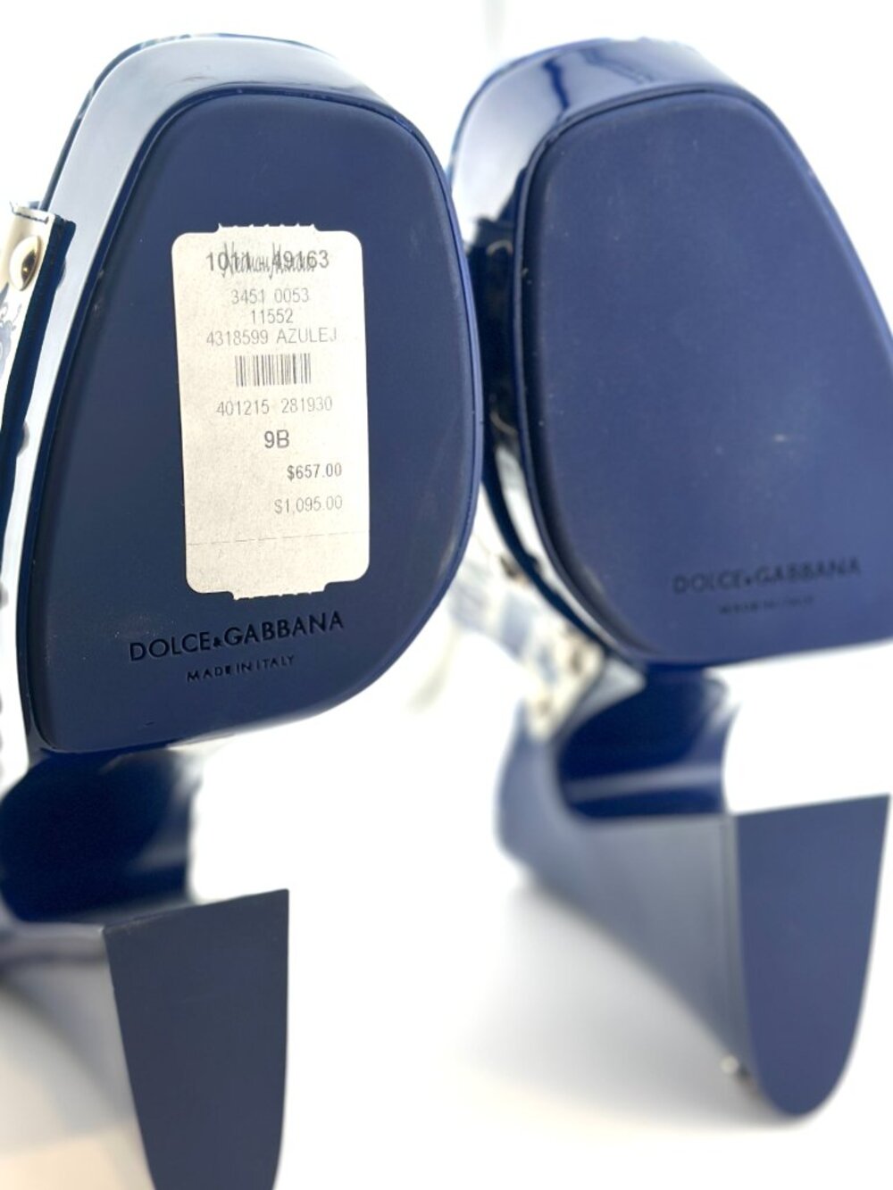 BRAND NEW Dolce & Gabbana Blue Majolica-Print Polished Calfskin Clogs - Size 39 - Picture 3 of 4
